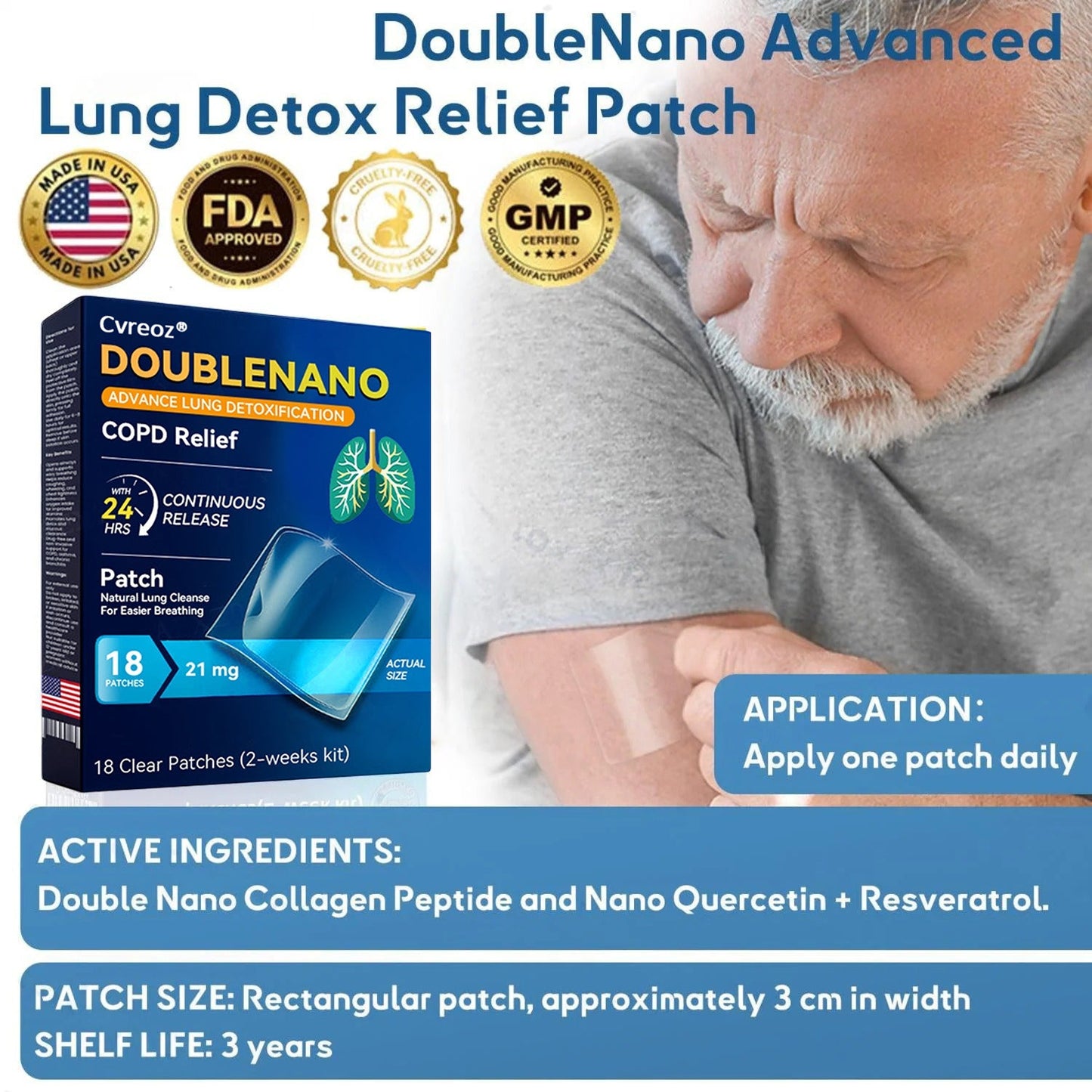 FDA Approved  DoubleNano COPD Relief Patch (💝 Cough, wheezing, shortness of breath, sputum, stuffy nose, bronchitis, bronchitis, allergy symptoms, lung discomfort)
